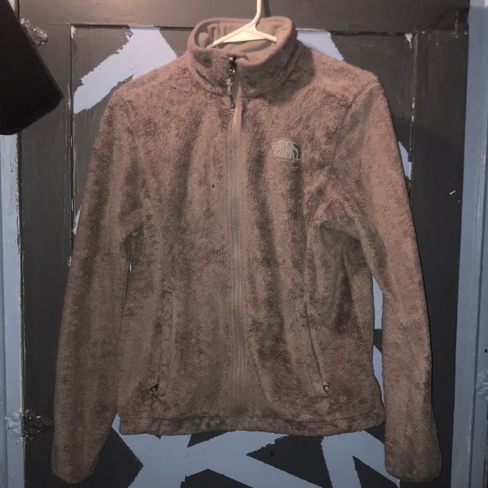 Grey north face zip jacket